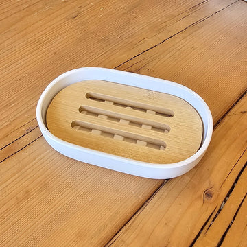 Seifenschale oval mit Holzeinlage