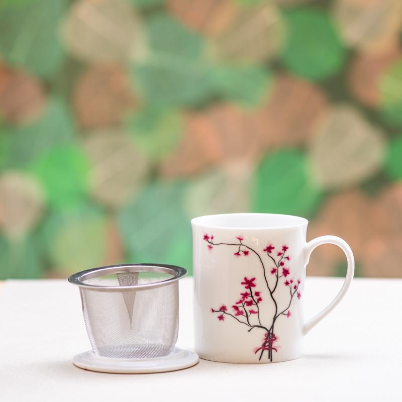 Teetassenset, Kräuterteetasse mit Sieb und Deckel 0.3l