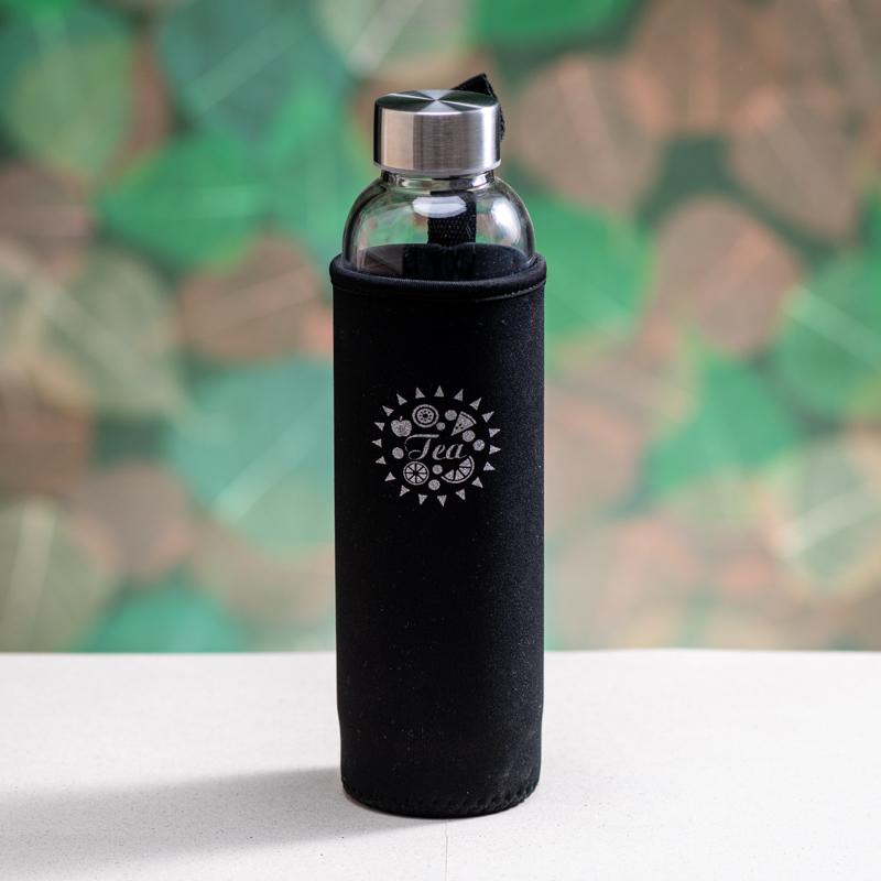 Tea Bottle, Tea To Go Glasflasche mit Sieb und Hülle 0.55l von