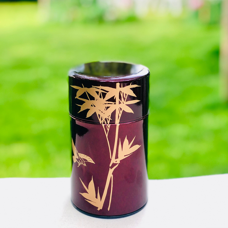 Japanische Lack-Teedose Bambusvogel, in 3 Farben und je 2 Grössen von  teewerk.ch