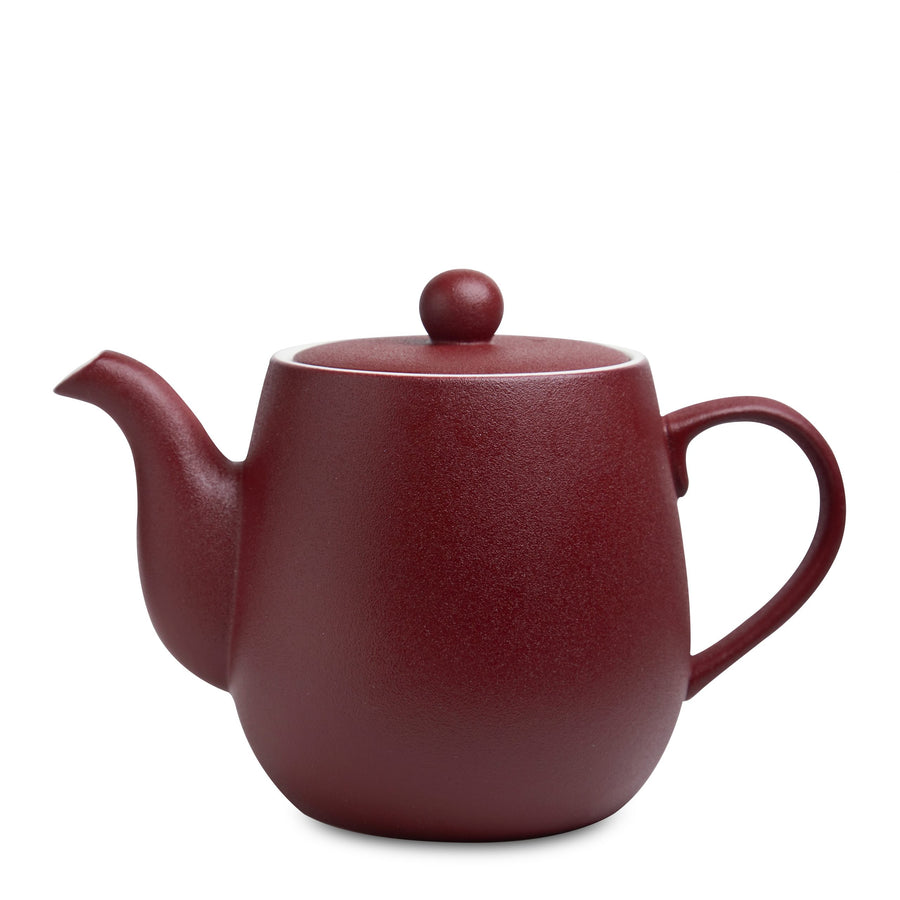 Teeservice Dora dunkelrot, mattes Porzellan, Kanne 1.4 Liter