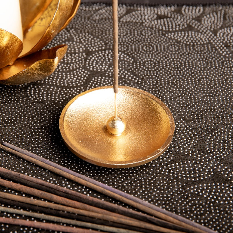 Räucherstäbchenhalter Hilarion rund, in 2 Farben (gold & silber)