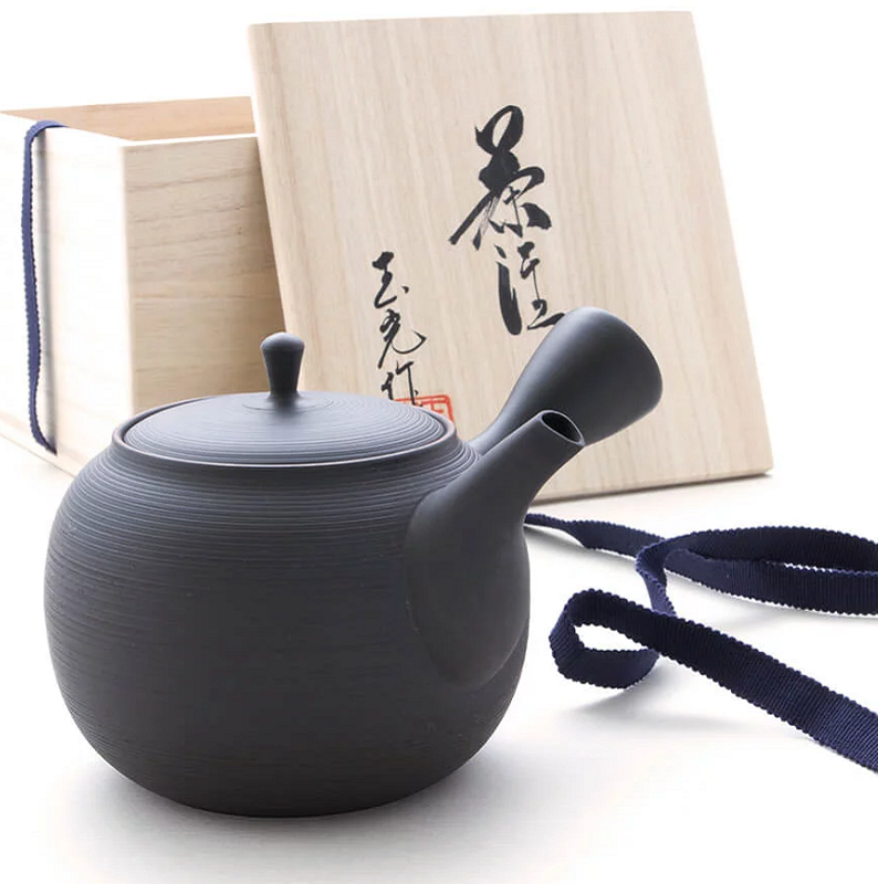 Einhandkanne Japan (Kyusu) 320ml Tokoname Sendan Kaku mit Geschenkbox