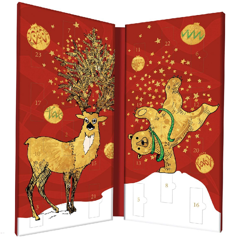 Zotter Schokoladen Adventskalender Bio, Labooko pure Schokoladen, plastikfrei