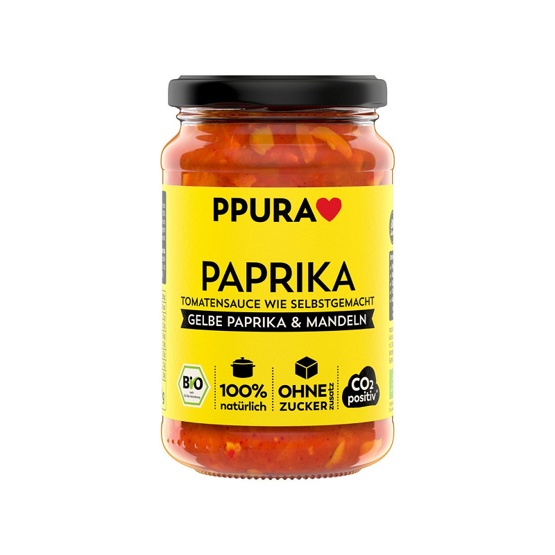 PPura vegane Sugo gelbe Paprika mit Mandeln Bio, Spaghettisauce, Tomatensauce 340g