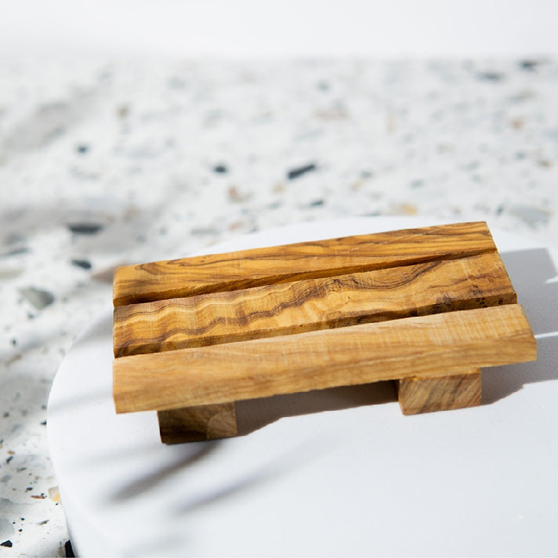 Seifenunterlage, Seifenschalen aus Olivenholz in 2 Formen