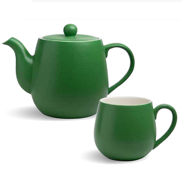 Teeservice Wanda grün, mattes Porzellan, mit Kanne 1.4 Liter