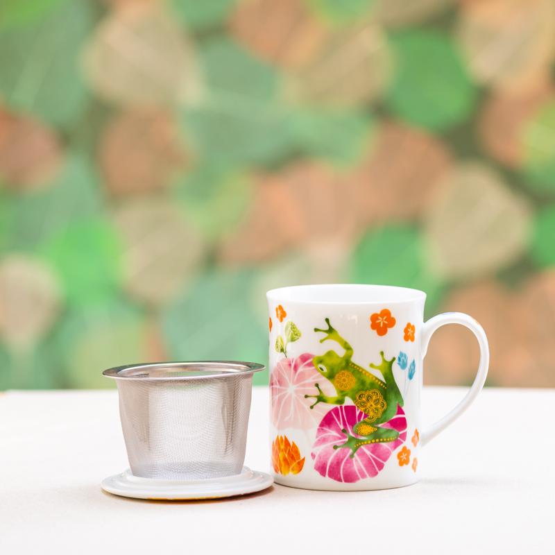 Teetassenset, Kräuterteetasse mit Sieb und Deckel 0.3l 