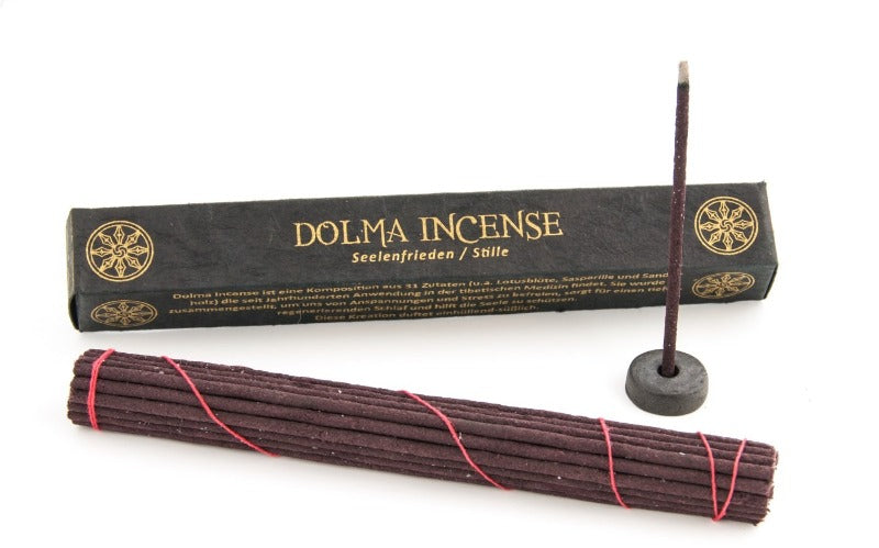 Tibetan Line Räucherstäbchen Dolma Incense, 100 % natürlich, inklusive Halter